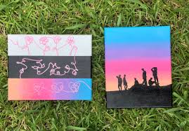 Bts Love Yourself Sunset Silhouette 8x10 Acrylic Paintings Hand Painted On Canvas Etsy Art Paint Mini Canvas Art Bts Drawings Cute Canvas Paintings