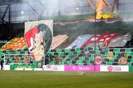 Wacker innsbruck fans (group verrückte köpfe) celebrated 25th anniversary with big and beautiful banner followed by much smoke. Ultras Hooligans Wacker Innsbruck Facebook