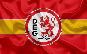 Download Wallpapers Dusseldorf Eg 4k German Hockey Club Logo Emblem Hockey Deutsche Eishockey Liga Dusseldorf Germany Silk Flag German Hockey Champion Hockey Hockey Fans Dusseldorf