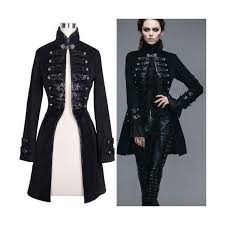 Women Black Double Breasted Victorian Gothic Dress Trench Coat Liked On Polyvore Featuring Outerwear Coats Fashion Gothic Fashion Victorian Goth Fashion
