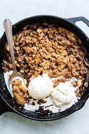 Skillet Caramel Apple Crisp The Modern Proper Recipe Caramel Apple Crisp Apple Crisp Recipes Healthy Apple Crisp