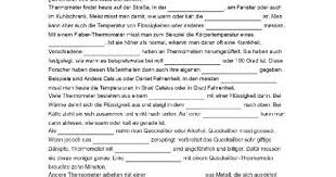 Arbeitsblatt Mit Luckentext Zum Thema Thermometer Thermometer Unterricht Schule Deutsch Aufgaben