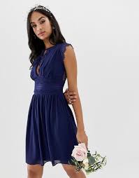Tfnc Tfnc Lace Detail Mini Bridesmaid Dress In Navy Midi Bridesmaid Dress Maxi Bridesmaid Dresses Bridesmaid Dresses