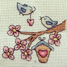 Birds Cross Stitch Etamin Kanavice Kus Evi Kanavice Kanaviceler Kanavice Ornekleri