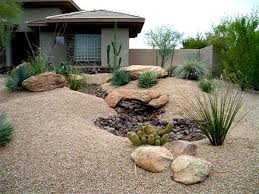 More Desert Landscape I Like The Modern Look Of This Design And The Dry River Bed Arizona Backyard Landscaping Backyard Landscaping Designs Desert Backyard