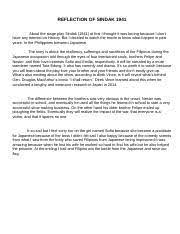 Each reflection paper sample you will find in our collection will teach you how to correctly format and write your paper. Bawal Reflection Of Sindak 1941 About The Stage Play Sindak 1941 At First I Thought It Was Boring Because I Don U2019t Have Any Interest On History Course Hero