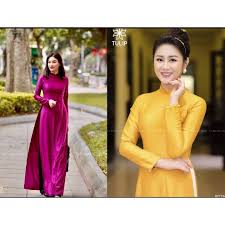 Áo dài lụa cao cấp có sẵn 2 màu sang trọng vàng và tím cẩm áo dài mẹ áo dài  trung niên Áo Dài Lụa Cho Dự Tiệc Áo Dài Cưới Hỏi