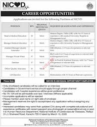 National Institute Of Cardiovascular Diseases Nicvd Jobs 2020 Job Advertisement Pakistan