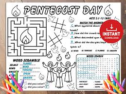 Pentecost Activity Placemat, Acts 2 Bible Lesson, Kid Pentecost Lesson,  Pentecost, Holy Spirit Comes, Sunday School, Holy Spirit Lesson