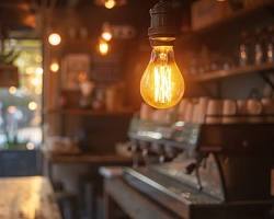 cozy and welcoming cafe interior with soft lightingの画像