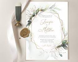 Cleo Geometric Wedding Invitation Template Boho Wedding Invite Template Wedding Invitation Template Download Faux Gold Invite Suite Kit Geometric Wedding Invitation Wedding Invitations Boho Wedding Invitation Templates