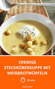 Cremige Steckrubensuppe Mit Weissbrotwurfeln Rezept Steckrubensuppe Rezepte Gefullte Paprikaschoten