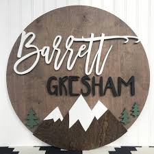 18 Round Mountain Design Wood Sign Name Sign Etsy Name Signs Wood Signs Baby Name Signs