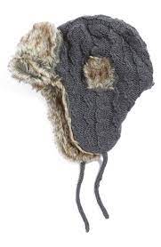 Nirvanna Designs Cable Knit Ear Flap Hat With Faux Fur Trim Nordstrom Flap Hat Fur Trim Ear Flap Hats