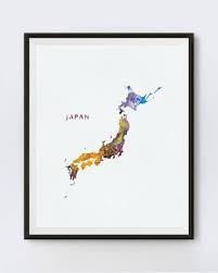 Japan Map Watercolor Japan Tokyo Osaka Country Map Etsy Japan Watercolor Japan Map Country Maps