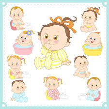 Clip art set of babies and baby shower related items. Cartoon Baby Children Kids 10 Baby Cartoon Baby Clip Art Kids Vector