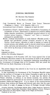 English french summary 1960/1 summary of the judgment of 12 april 1960 available in: Case Concerning Right Of Passage Over Indian Territory Portugal V India American Journal Of International Law Cambridge Core