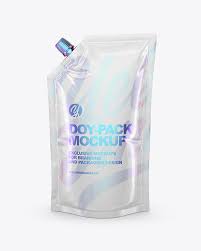 Glossy Doy Pack Mockup Front View In Pouch Mockups On Yellow Images Object Mockups