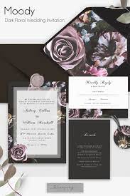 Stunning Dark And Moody Floral Wedding Invitation Template