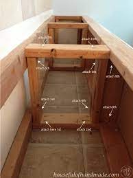 Create a diy farmhouse bench with an option for extra storage underneath. Dining Room Built In Bench With Storage