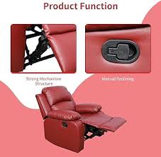 GEBADOL Faux Leather Recliner Chair, Red Leather Armchair, 1-Seater  Reclining Chair for Living Room/Bedroom/Office : Home & Kitchen
