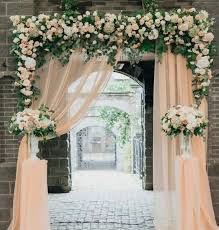 Peach Pastel Cheesecloth Table Centerpiece Country Wedding Etsy In 2020 Arch Decoration Wedding Wedding Entrance Decor Church Wedding Decorations