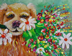 Use them in commercial designs under lifetime, perpetual & worldwide rights. Dog With Flowers Painting By Jacqueline Athmann