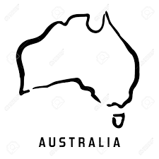 Australia Simple Map Outline Smooth Simplified Continent Shape Map Outline Outline Australia Map