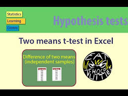 Two Means T Test In Excel Statistics Help Youtube
