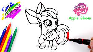 My little pony coloring page coloring home. Apple Bloom Menggambar Dan Mewarnai Kuda Poni Untuk Anak Anak Youtube