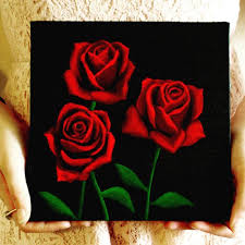 Original Three Red Roses Acrylic Painting Etsy Red Roses Crafts With Pictures Painting