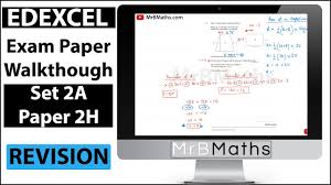 Gcse Maths 9 1 Edexcel Set 2a Paper 2h Calculator Mrbmaths Youtube