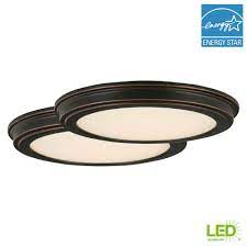Ceiling light fixtures are the perfect lighting solution for kitchens, bedrooms, hallways and bathrooms. Commercial Electric 13 In Oil Rubbed Bronze Led Ceiling Flush Mount With White Acrylic Shade 2 Pack Jju3011l Orb The Home Depot