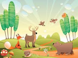 Animals In The Woods Animal Wallpaper Cartoon Background Mural