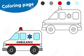 Pictures of ambulance coloring pages. Vector Cartoon Ambulance Car Coloring Page For Preschool Kids Transportation Theme Royalty Free Cliparts Vectors And Stock Illustration Image 120362122