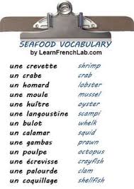 Les Fruits De Mer French Seafood Apprendre L Anglais Mots Francais Classe De Francaise
