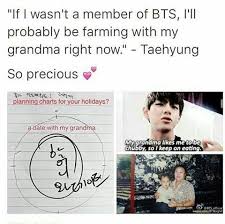 Tae Loves Grandma Bts Taehyung Bts Funny Bts