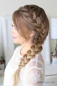 Segmented ponytail hairstyle without rubber bands. Side French Braid Missy Sue