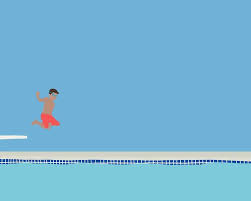 Boy Jumping Into Swimming Pool Art Print Available Framed Or Etsy Swimming Pool Art Diving Board Pool Art