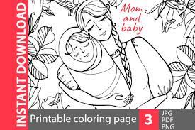 Children can decorate these baby coloring pages while they are waiting for a new bundle of joy to grace their house. Mom And Baby Coloring Pages Grafik Von Natalimyastore Creative Fabrica