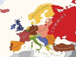 Euro Map According To Americans More Lolz Funny Maps Europe Map Map