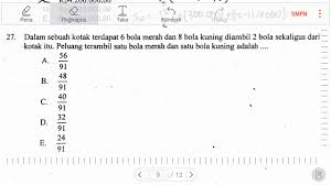 Di dalam kantong pertama, terdapat $2$ bola merah dan $3$ bola putih. Nomor 27 Peluang Pada Pengambilan Bola Sekaligus Pembahasan Soal Un Matematika Tahun 2015 Smk Tkp Youtube