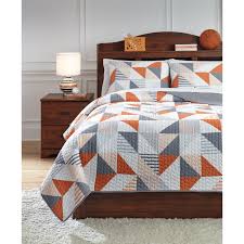 Find the bedroom set or bedroom suite that matches your style for a complete new look that feels like you. Ashley Signature Design Bedding Sets Q408003f Full Layne Gray Orange Coverlet Set Dunk Bright Furniture Bedding Sets
