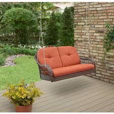 Outdoor Wicker Swings 2 Seats Orange Brown Outdoor Patio Swing Wicker Porch Swing Patio Swing