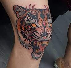 Top 10 Knee Tattoo Ideas Tiger Tattoo Designs Petpress Knee Tattoo Tiger Tattoo Design Traditional Tattoo Knee