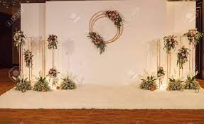 Firefly lighting behind the bride and groom creates an elegant ambiance and makes for stunning photos. White Floral Wedding Backdrop Background Wedding Ceremony Special Stock Photo Picture And Royalty Free Image Image 110311565