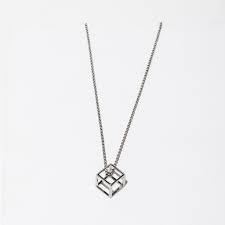 Mini Pirouette Necklace In Silver Necklace Silver Cube Necklace