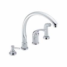 The delta single handle design is one of the company's simplest offerings. Delta 174 Wf Chrome Single Handle Kitchen Faucet With Side Spray And Soap Dispenser From The Waterfall Series Faucetdirect Com