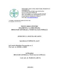 1 2 3 4 5 6 7 8 9 10. Pdf Teste Grila Biologie Generala 2010 2011 Sem I Cornel Paul Academia Edu