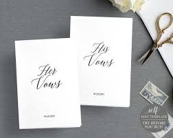 Wedding Vows Card Template His Hers 100 Editable Instant Etsy Wedding Invitations Printable Templates Card Template Wedding Vows
